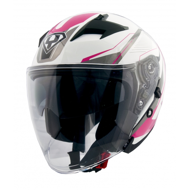 Moto helma Yohe 878-1M Graphic růžová