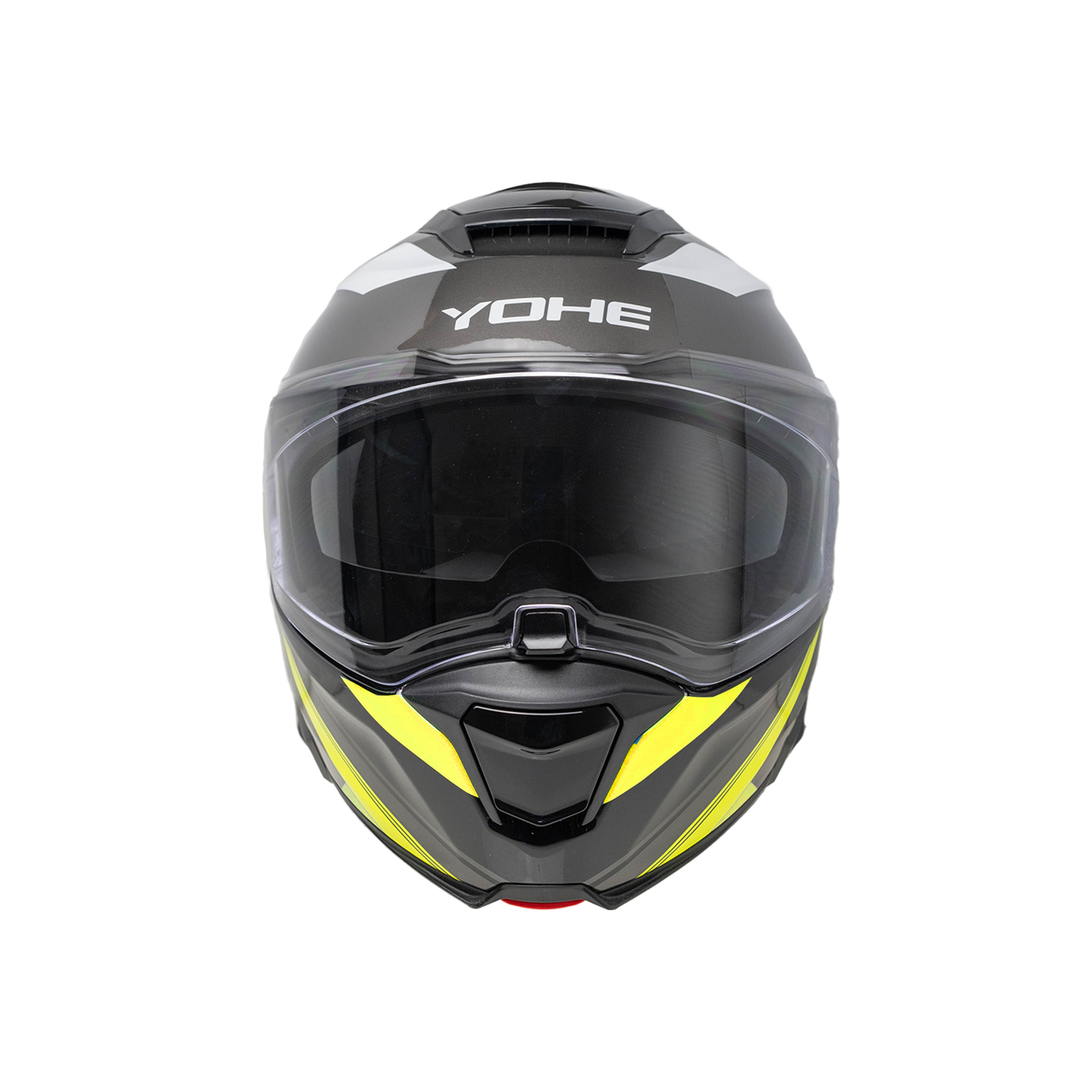Moto helma výklopná Yohe 937 Double Visor Fluo/černá