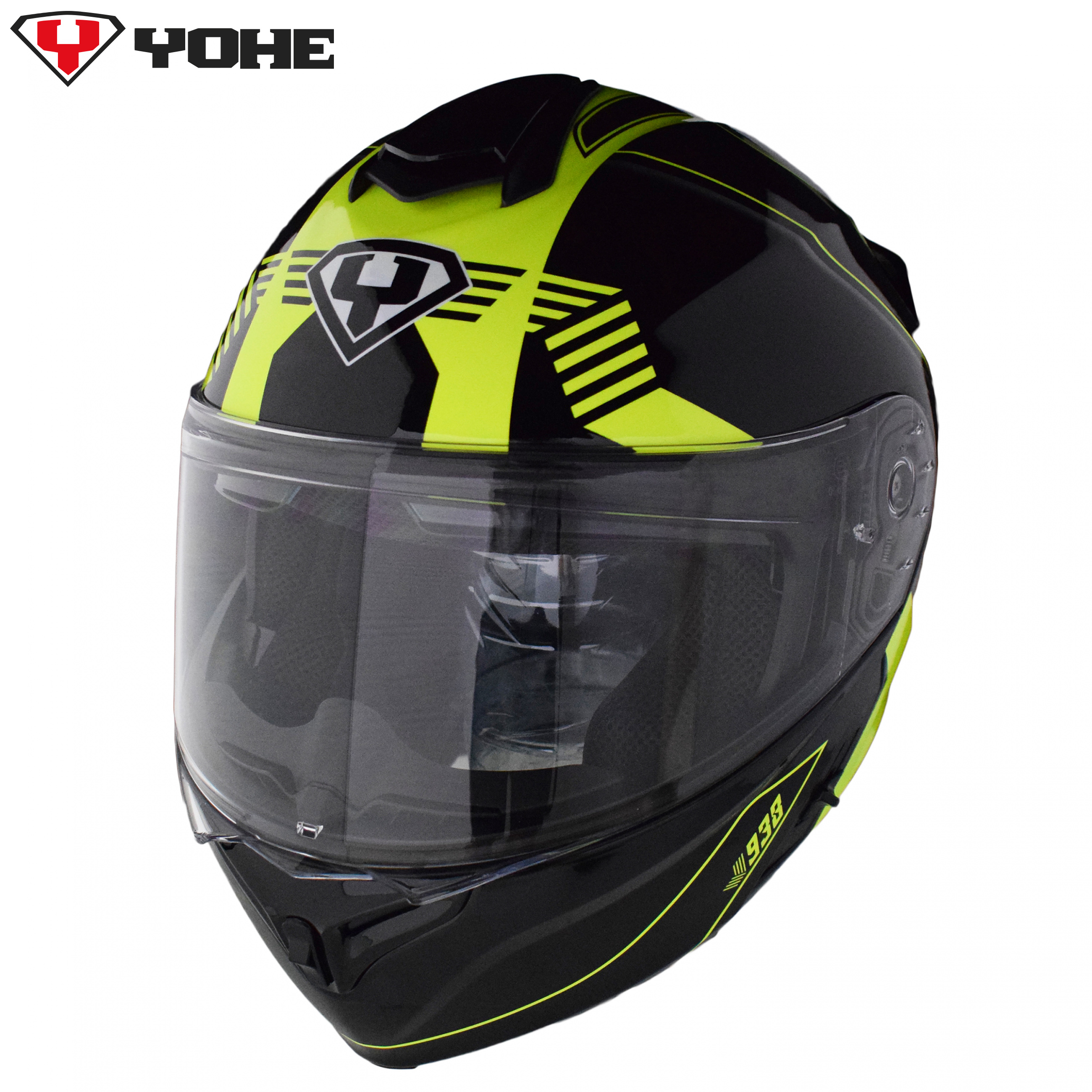 Moto helma Yohe 938 Double Visor Černá/Fluoisor Fluo/černá