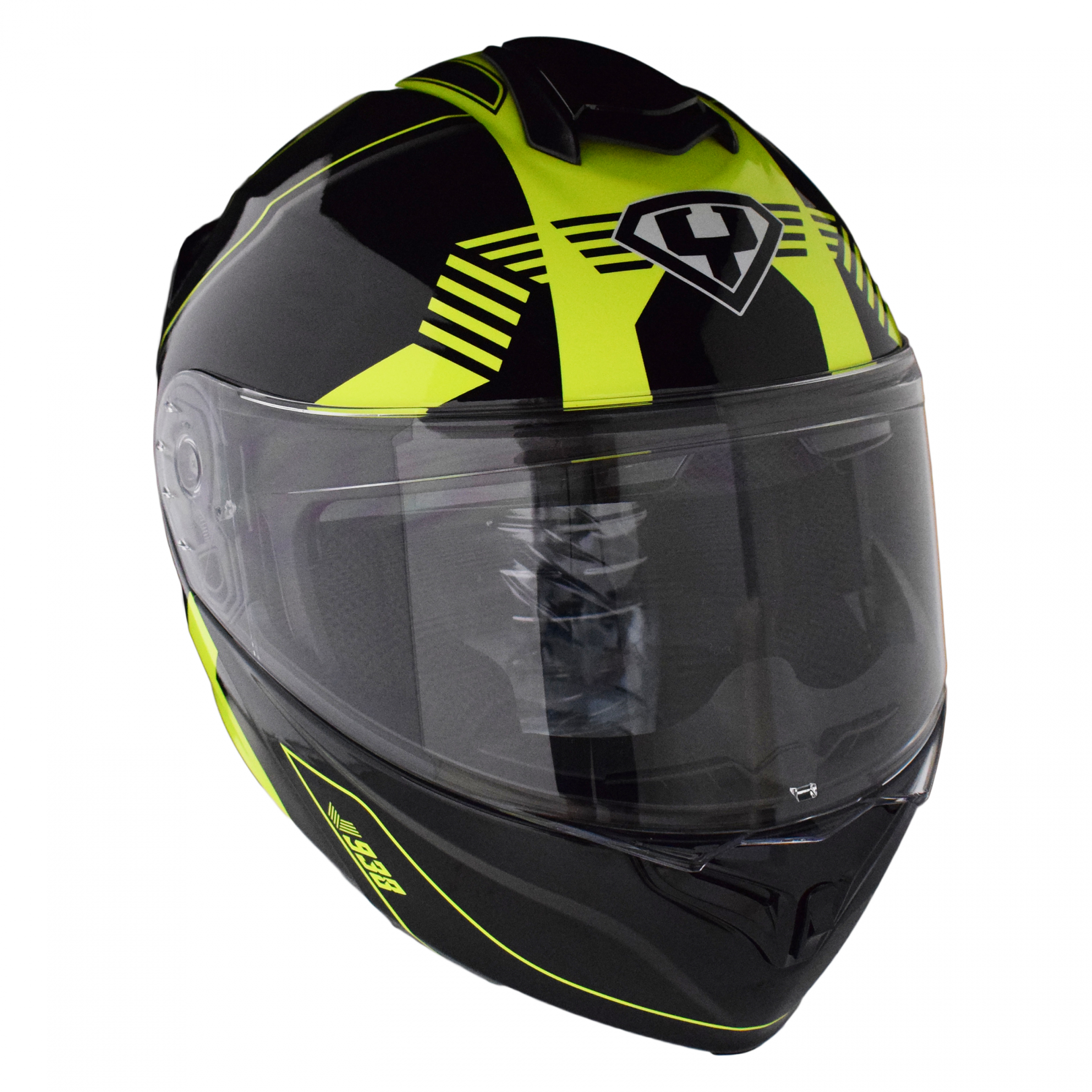 Moto helma Yohe 938 Double Visor Černá/Fluoisor Fluo/černá