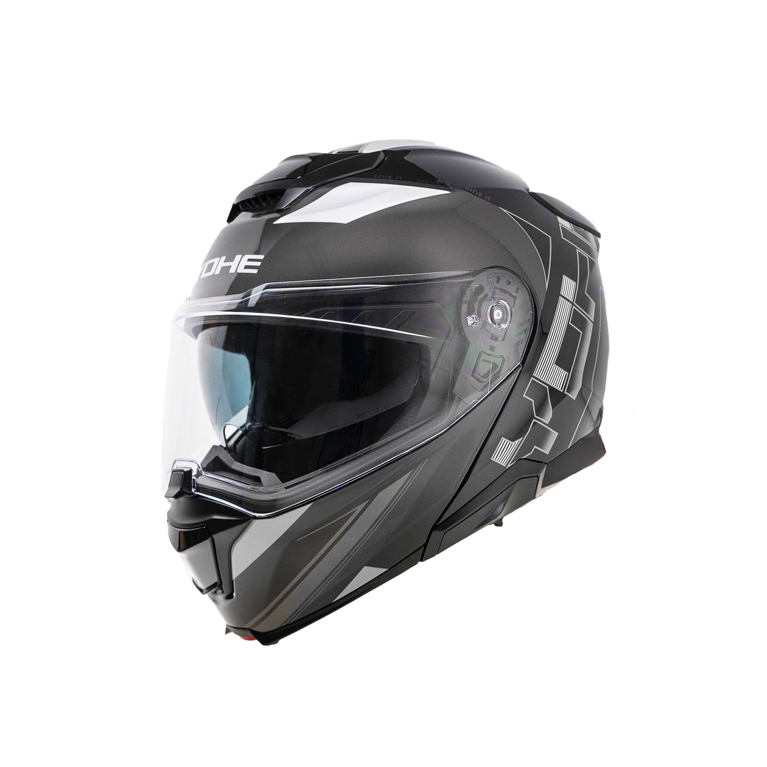 Moto helma výklopná Yohe 937 Double Visor Černá/Šedá