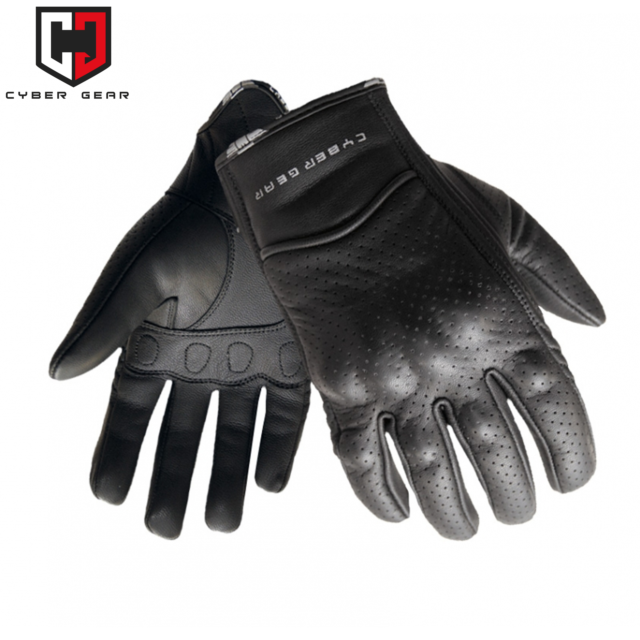 Pánské kožené moto rukavice CYBER GEAR MIDI, černé